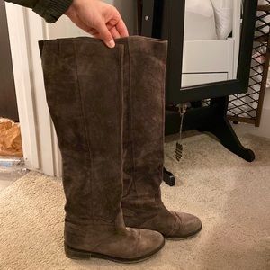 Over the knee grey boots